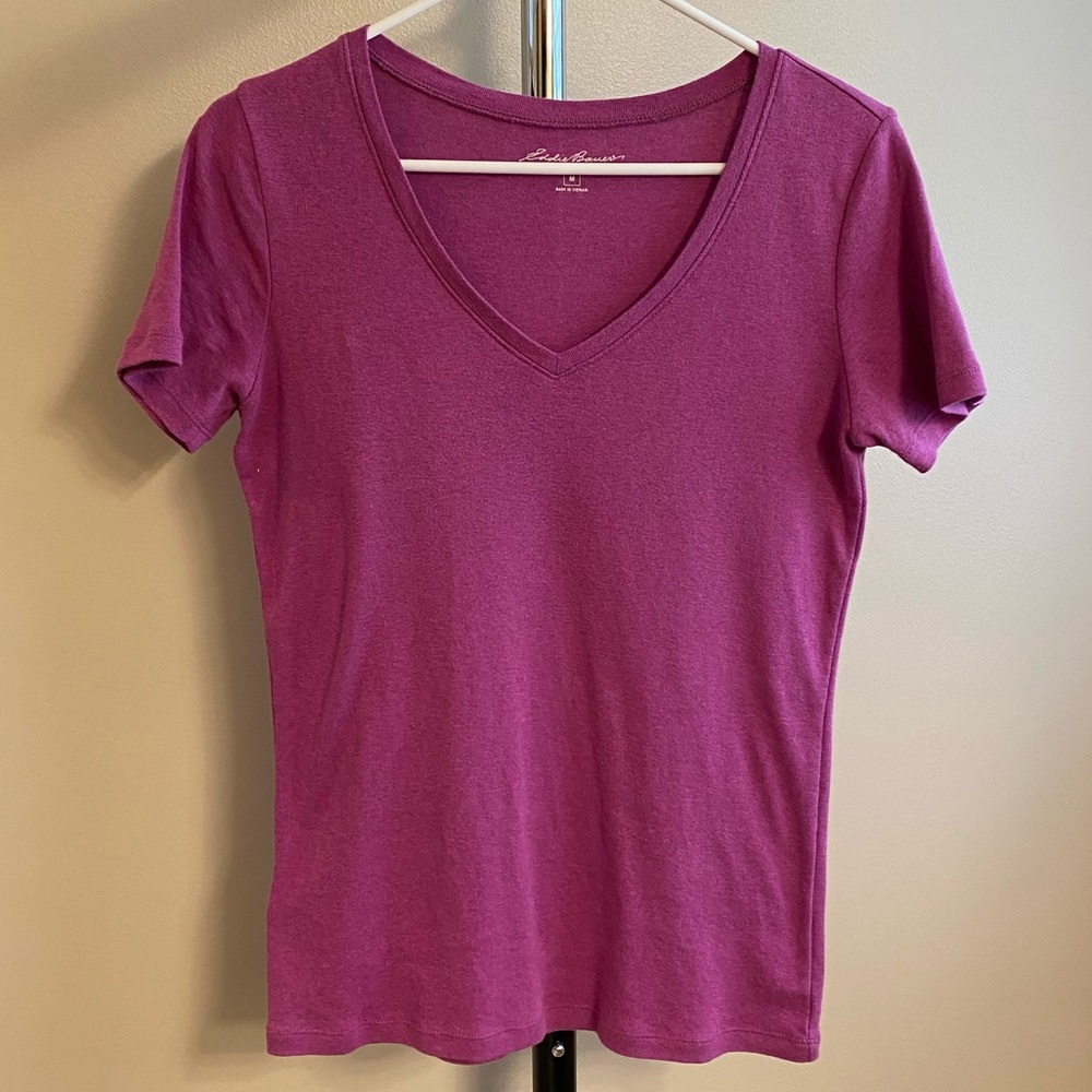Eddie Bauer Pink Short-Sleeve Casual Cotton Top